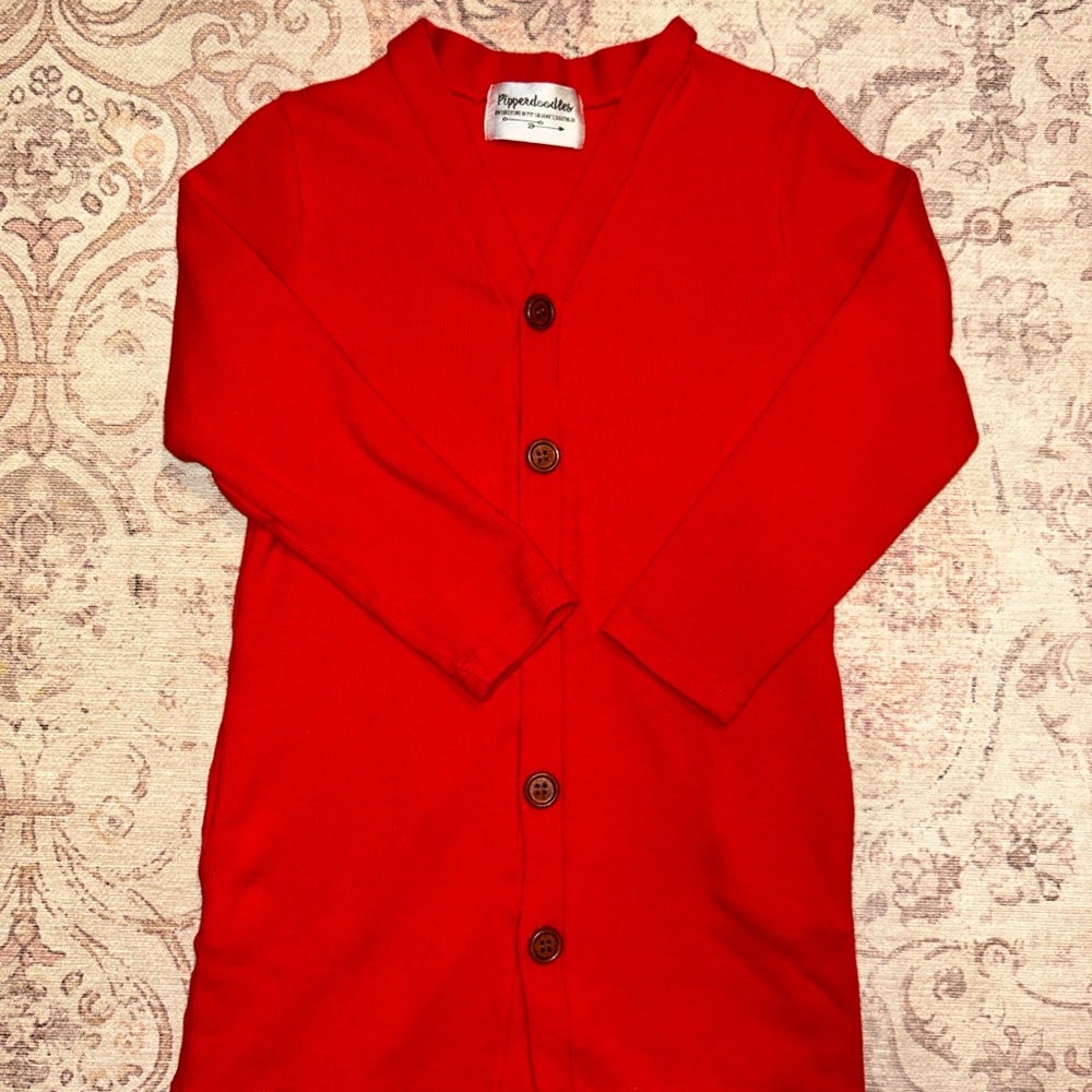 Kids Red Cardigan Sweater